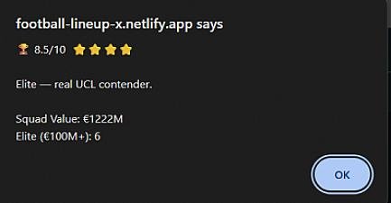 Скриншот Lineup Builder with Rate My Team feature