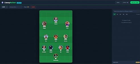Скриншот Lineup Builder with Rate My Team feature