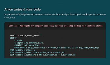Скриншот MindsDB Anton