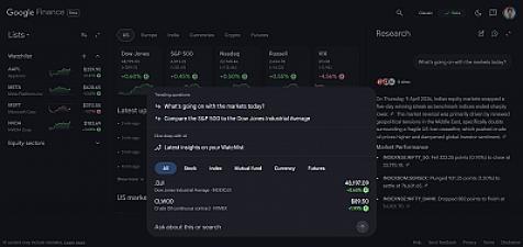 Скриншот Google Finance