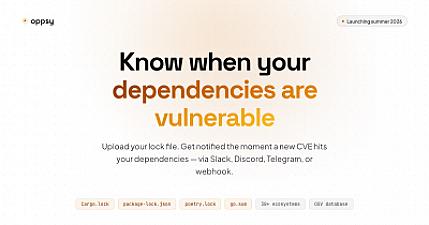 Скриншот Oppsy — Dependency Vulnerability Alerts