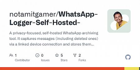 Скриншот WhatsApp Logger (Self-Hosted)