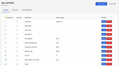 Скриншот PHP DB Admin