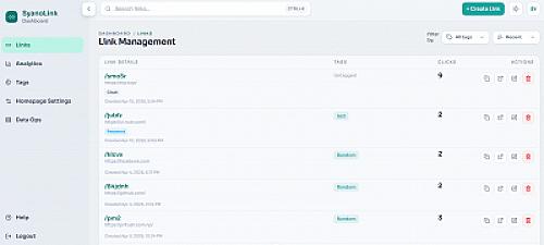 Скриншот Syano - Opensource URL shortener