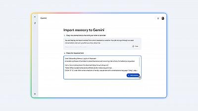 Скриншот Google Gemini Memory Import